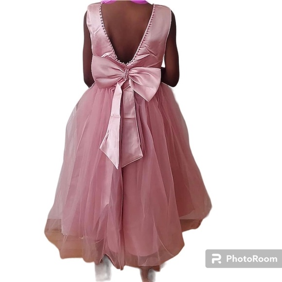 NNJXD Pink Flower Girl Formal Dress Zipper Closure Size Tab 160 Age 11-12 years - Picture 2 of 13